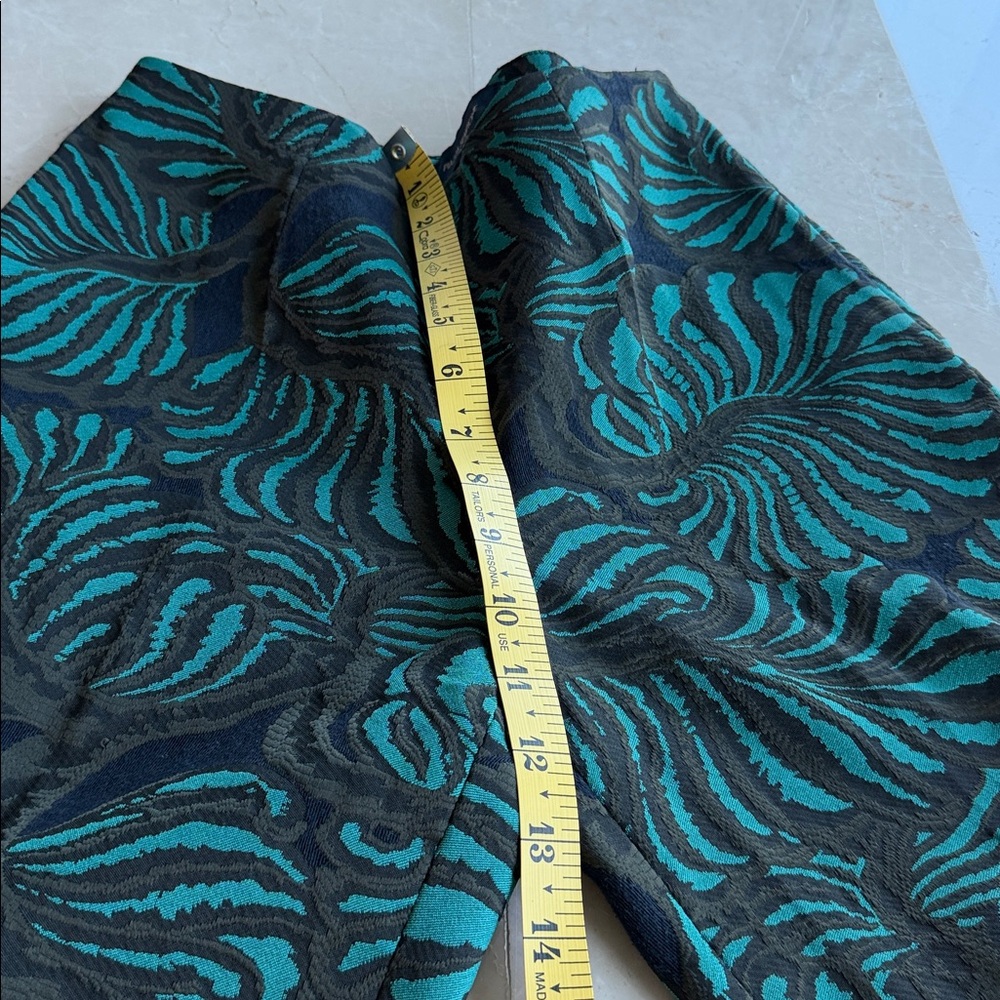 PIAZZA SEMPIONE  Teal , navy and dark brown Patterned Cropped Pants, Size 40 (S) - Picture 15 of 15